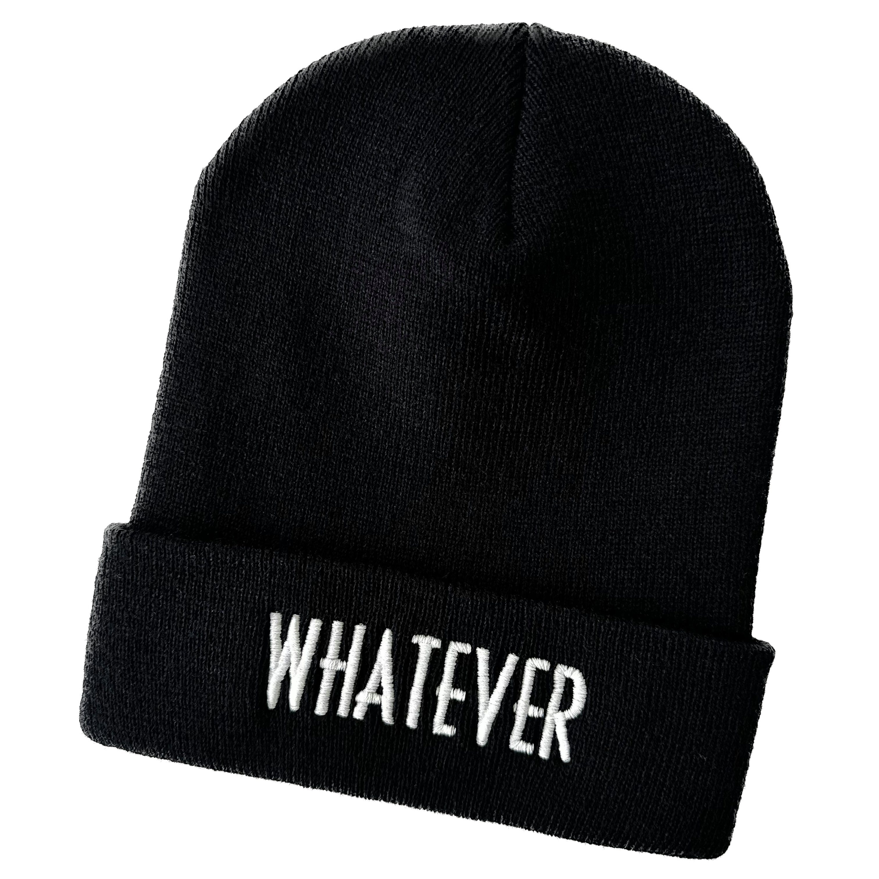 Beanie Wintermütze Whatever (Strickmütze) bestickt Spruch Streetwear Unisex