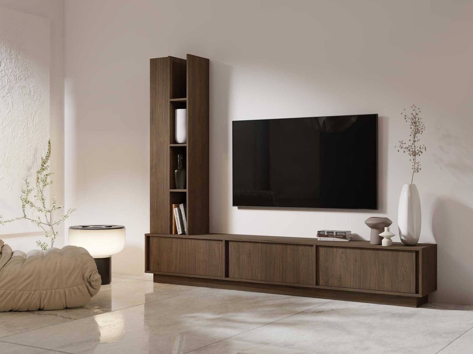 Compleo TV-Schrank mit 3 Türen "MARVI", Lowboard 230 cm breit, (MADE IN EU, Wohnzimmer japandi und minimalistisch) – Bild 2 von 4