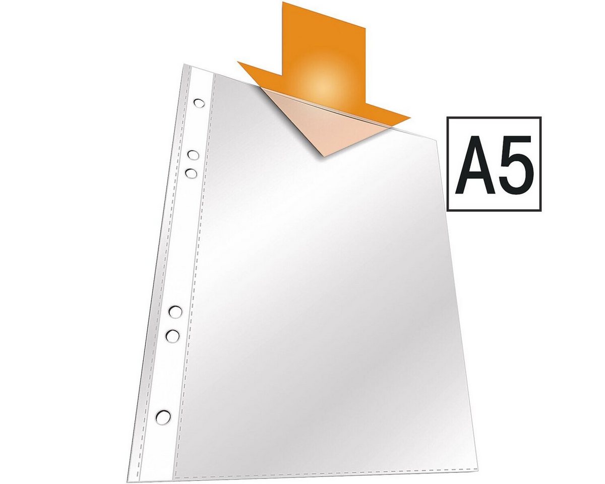 Thumbnail - DURABLE Prospekthülle, 25 Stück, genarbt, Format A5, 6-fach-Lochung, Öffnung oben