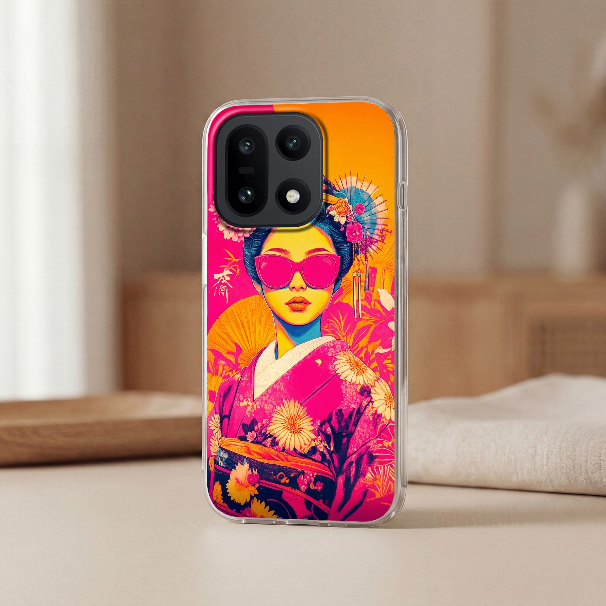 MuchoWow Handyhülle für OnePlus 15 Frau - Sonnenbrille - Abstrakt - Orange, Phone Case, Silikon, Schutzhülle Dünn