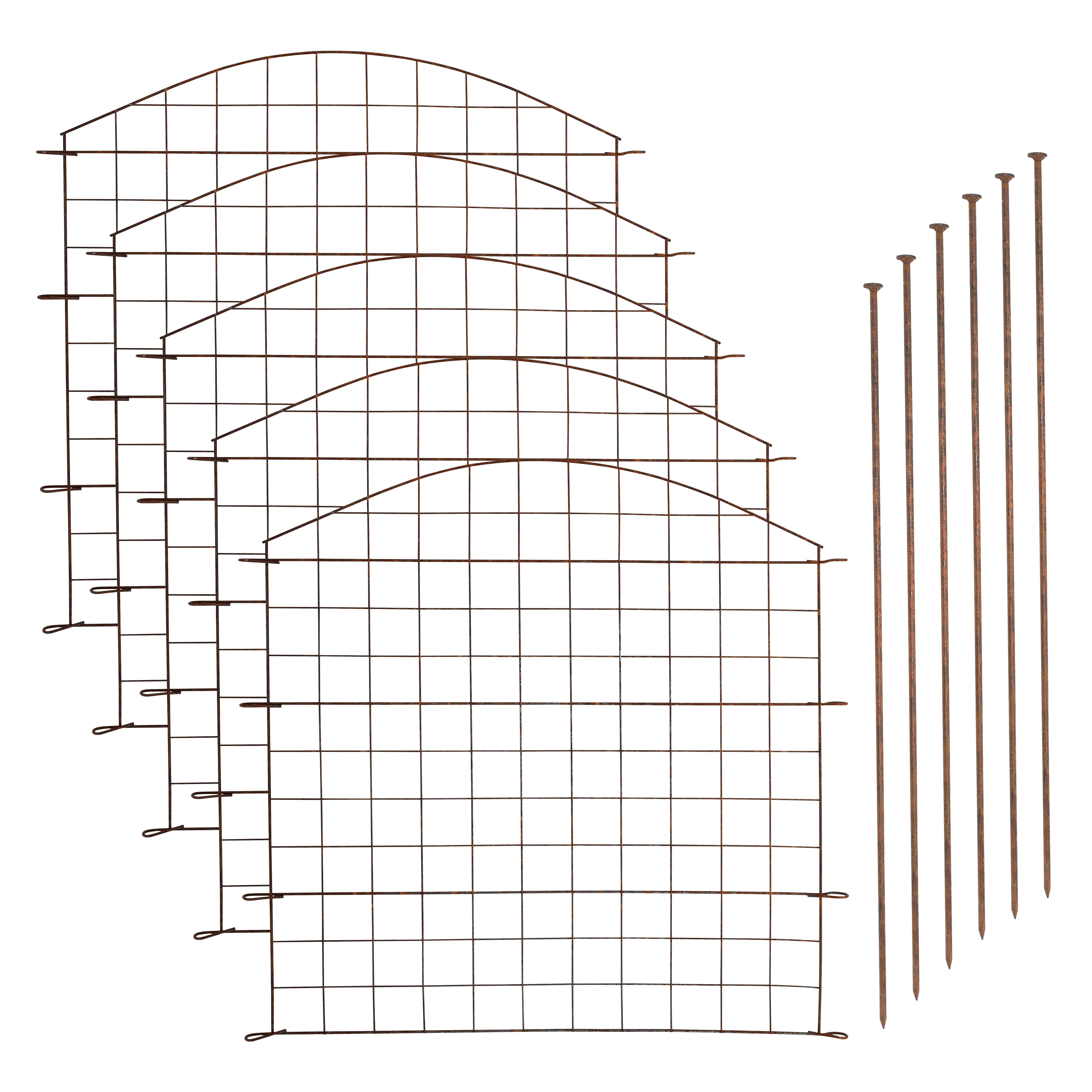 ESTEXO Gartenzaun Rost Teichzaun Gitterzaun 11tlg Set Steckzaun Metall Zaun Oberbogen