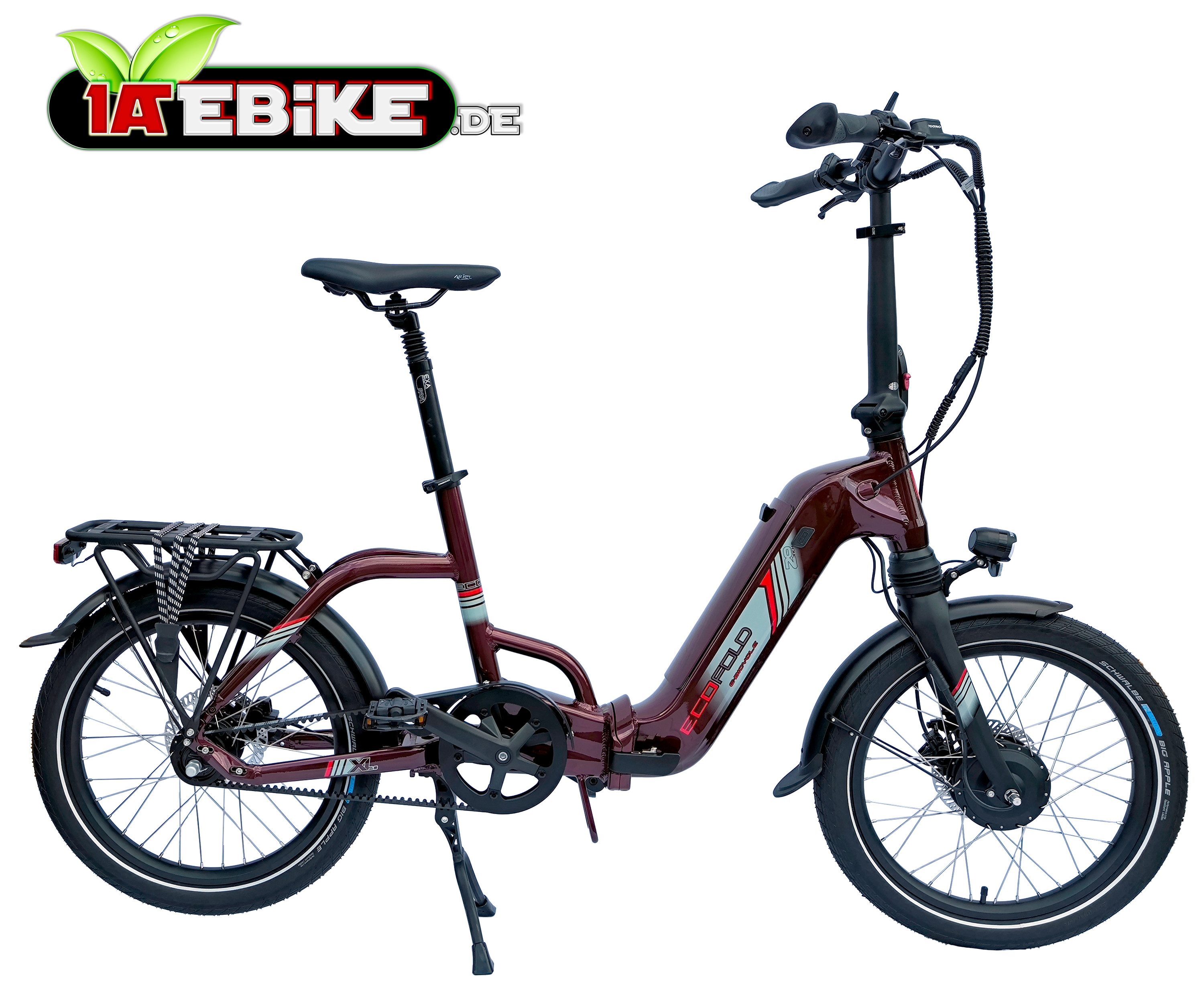 Ecofold E-Bike Faltrad 20 Zoll ECOFOLD BFF300 3-Gang Automatik Riemen BaFang Frontmotor ROT, 3 Gang Bafang, Frontmotor, 250 Wh