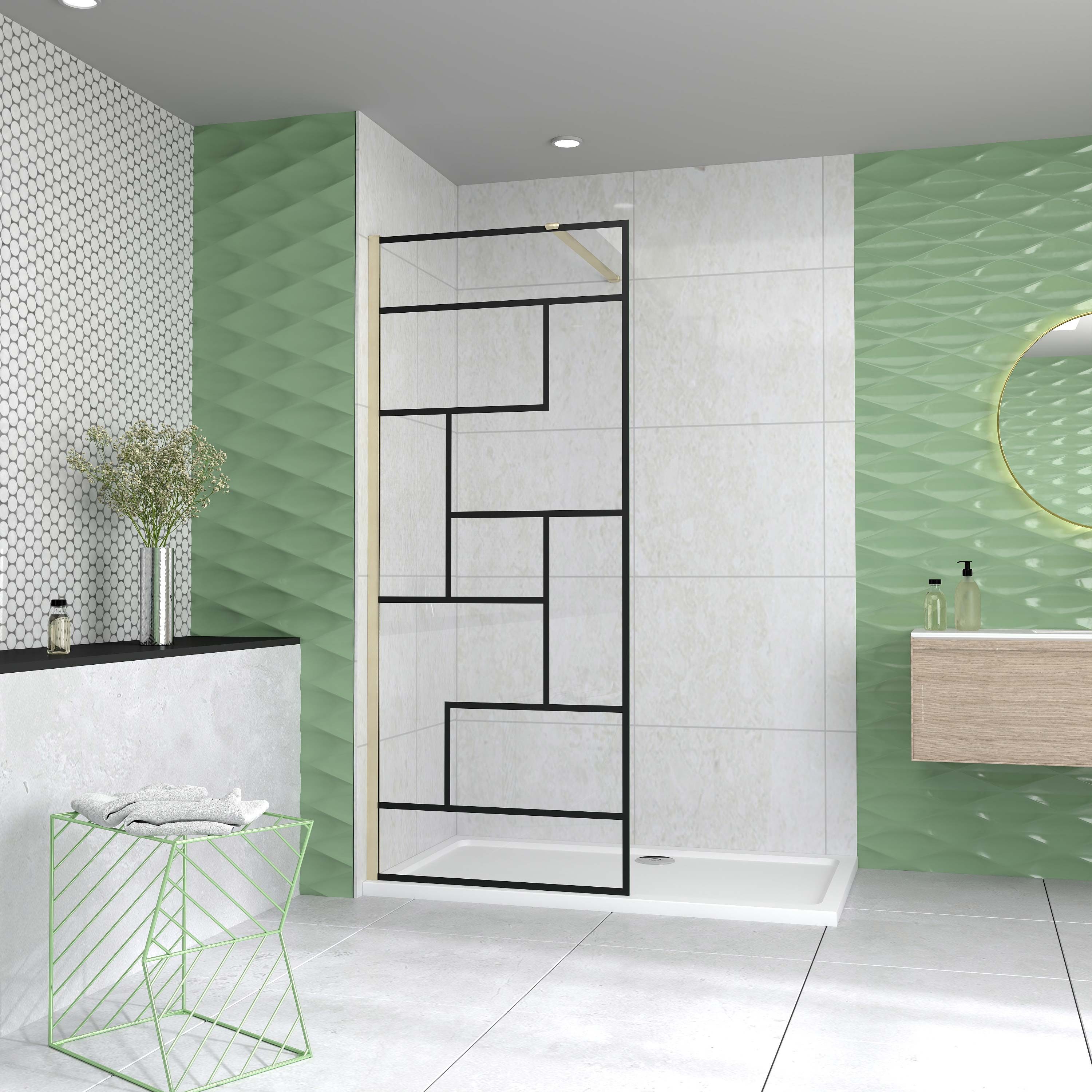 duschspa Walk-in-Dusche Nano Glas Duschwand Glaswand Unregelmäßige Streifen günstig online kaufen