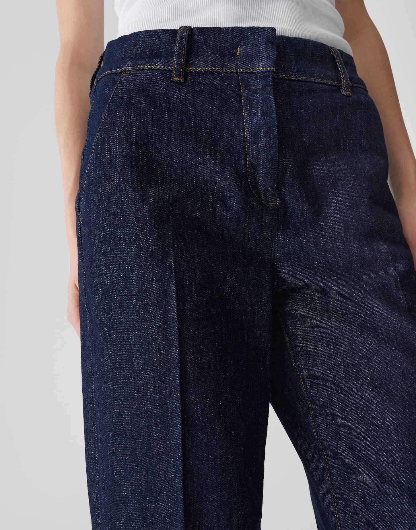 OPUS PANTS 5-Pocket-Jeans MOIRA CLEAN mit XL Aufschlag Mid Rise Cropped, französische Taschen, XL-Aufschlag am Saum