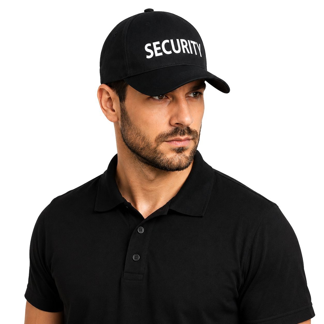 coole-fun-t-shirts Fitted Cap Security Cap Schwarz Reflexdruck Verstellbar Sicherheitsdienst Sicherheitsdienst Schirmmütze Käppi Sonnenschutz
