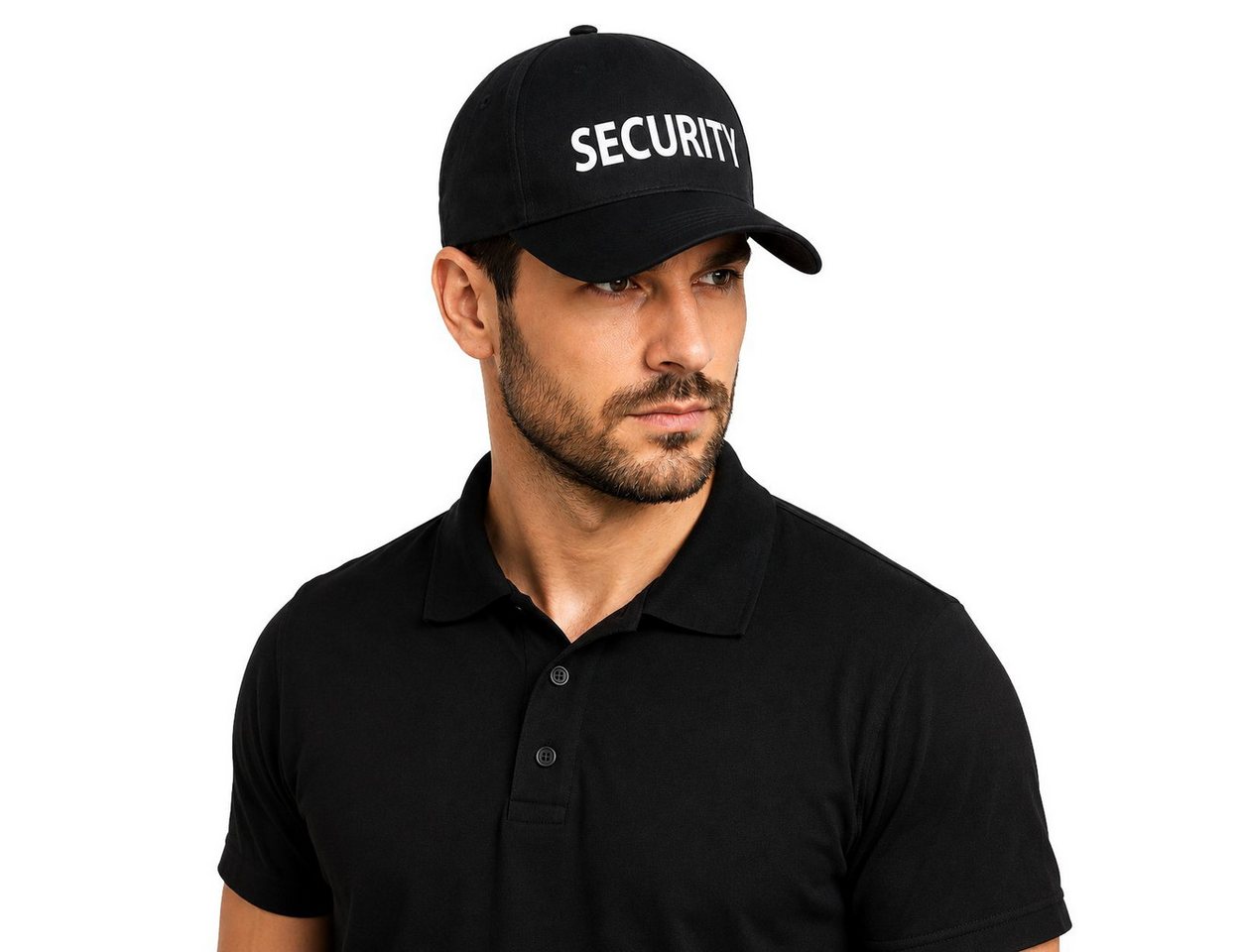 coole-fun-t-shirts Fitted Cap Security Cap Schwarz Reflexdruck Verstellbar Sicherheitsdienst Sicherheitsdienst Schirmmütze Käppi Sonnenschutz