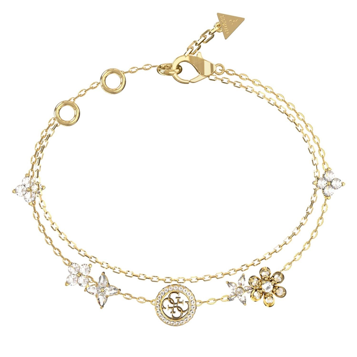 Guess Gliederarmband Damen-Multi Flowers Weiß/Goldfarben