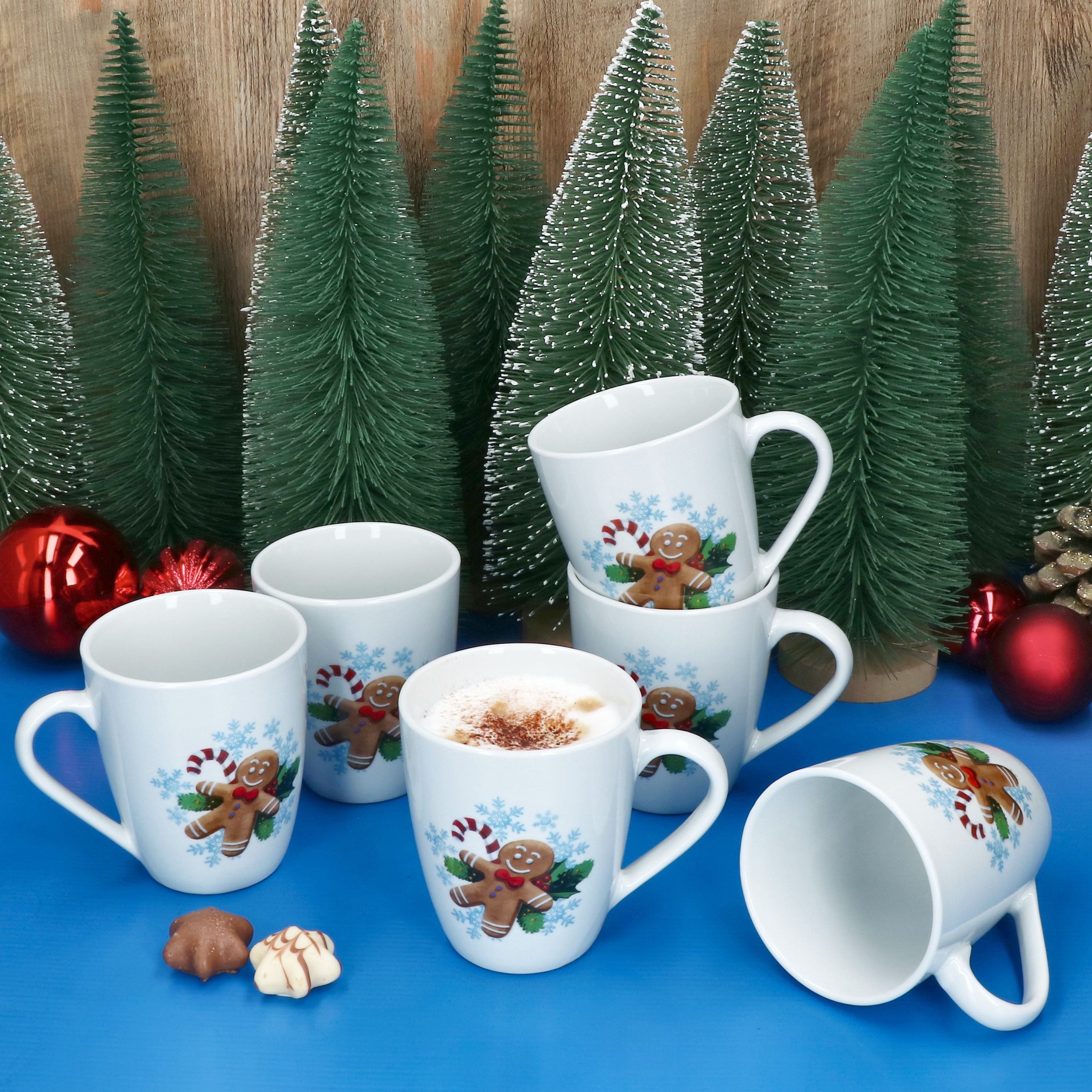 MamboCat Becher 6x Candyman Kaffeebecher 320ml Porzellan-Tassen 6 Personen Glühwein, Porzellan, Weihnachtsgeschirr, Winter, Weihnachtsset, Geschirr, Advent