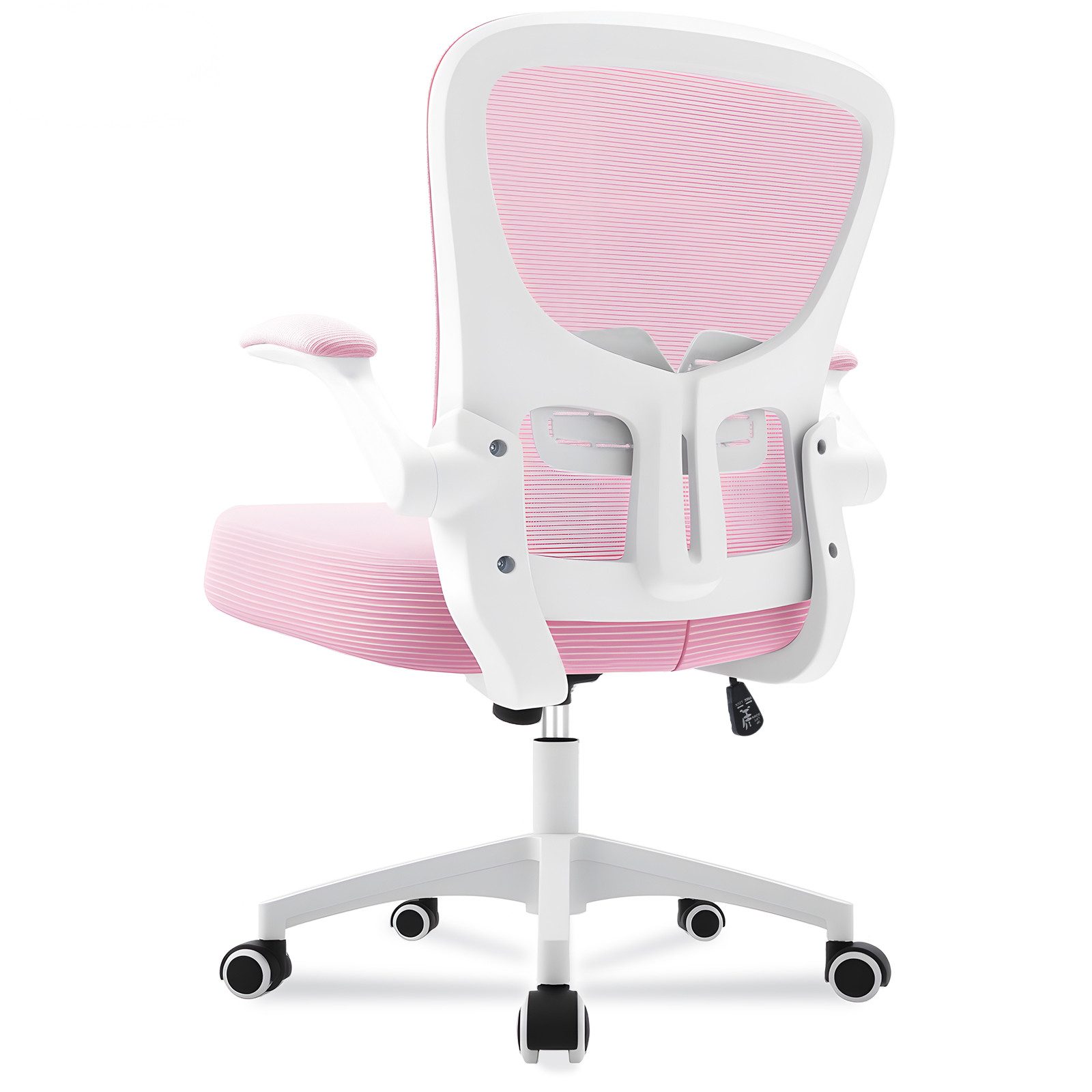 Durrafy Bürostuhl Ergonomischer Bürostuhl,Schreibtischstuhl mit klappbaren Armlehnen (Höhenverstellbarer Drehstuhl mit Wippfunktion bis 130°,Computerstuhl mit verstellbarer Lendenwirbelstütze und leisen Rollen), Chefsessel mit 150 kg Tragfähigkeit