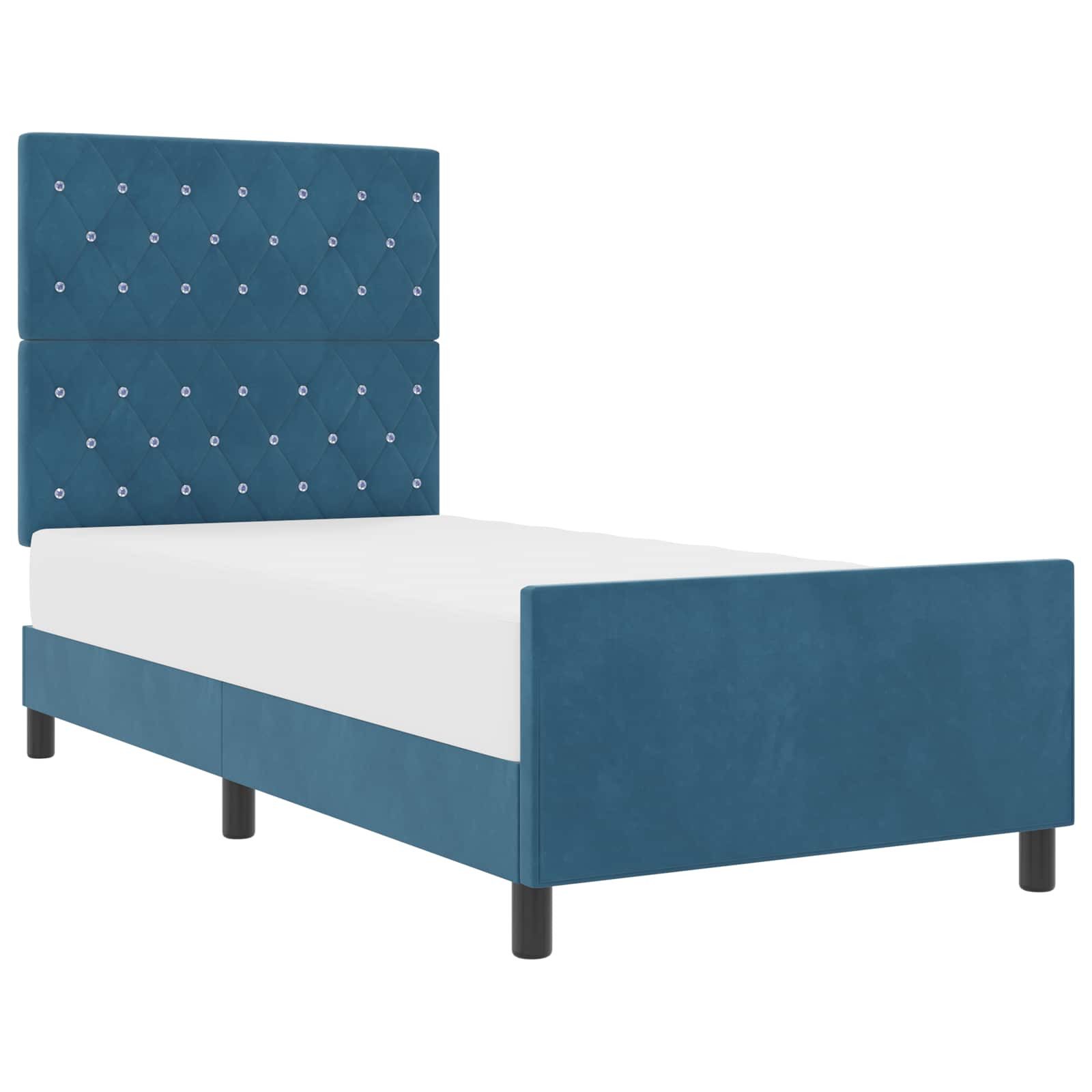 vidaXL Boxspringbett, Boxspringbett mit Kopfteil Dunkelblau 90 x 190 cm Samt