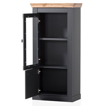 Lomadox Vitrine CESENA-61 Wohnzimmer nschrank in anthrazit mit Wotan Eiche Nb., 72/146/38 cm