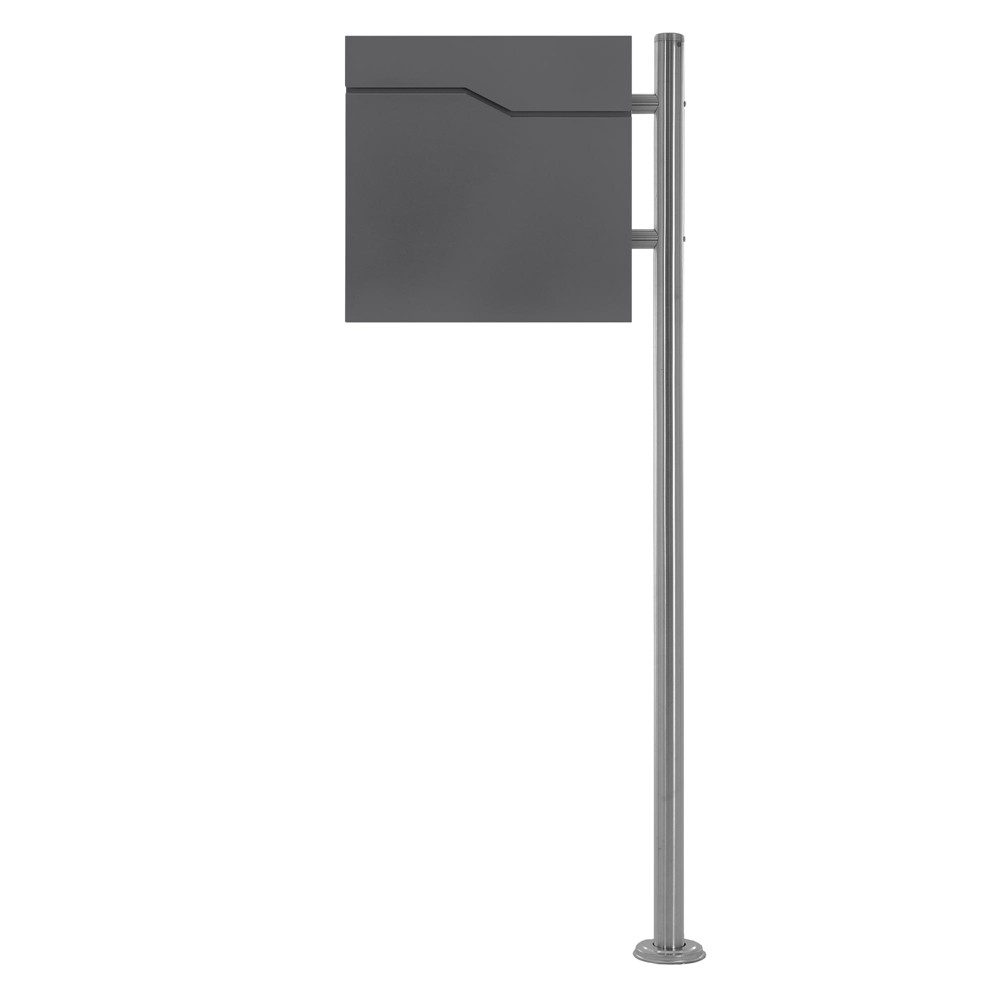 ML-DESIGN Standbriefkasten Wandbriefkasten Briefkasten Postkasten mit Zeitungsfach inkl. Standfuß, Briefkastenanlage mit Ständer Silber 120cm Mailbox mit Pfosten