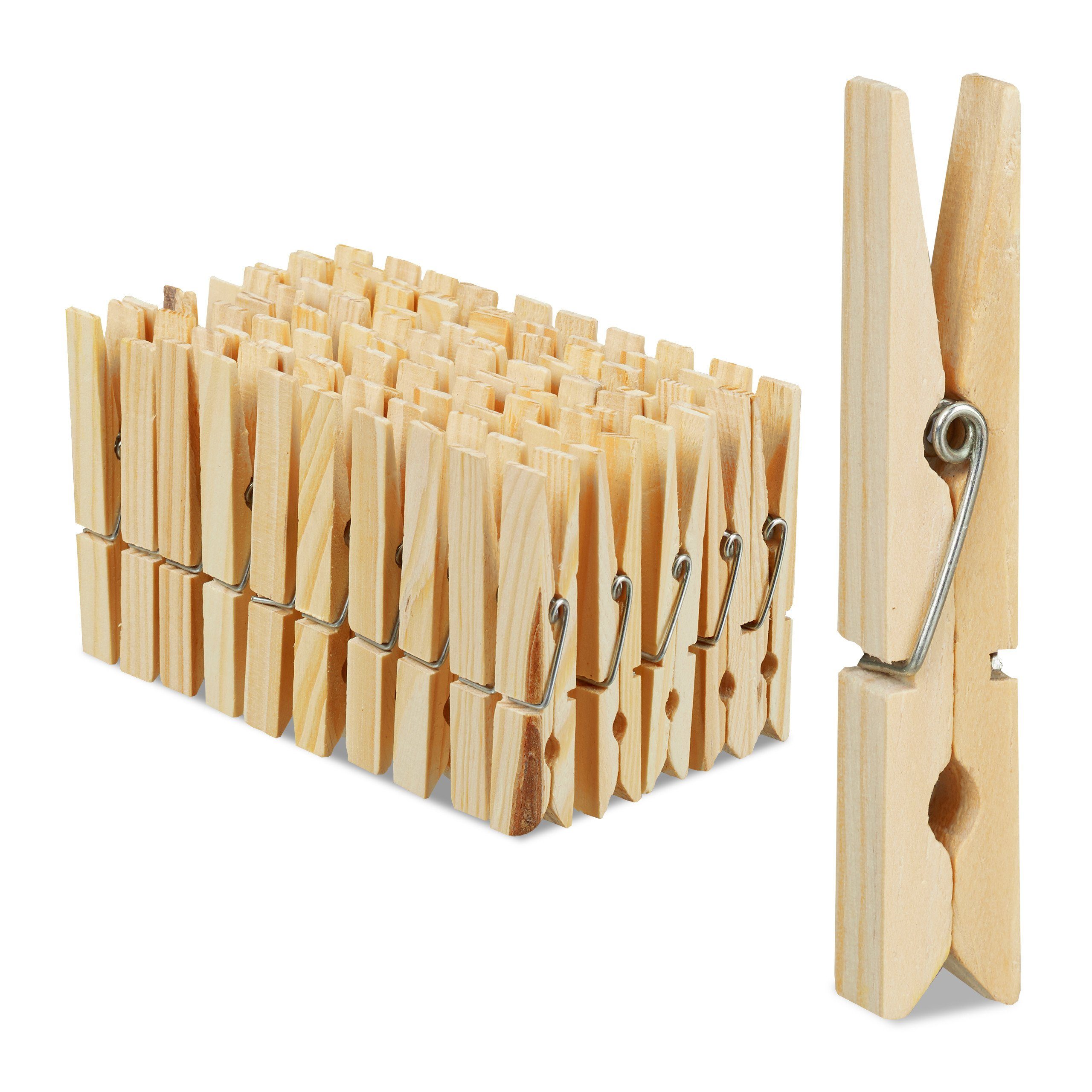 relaxdays Sockenklammer Wäscheklammern Holz 100er Set,(100-St)