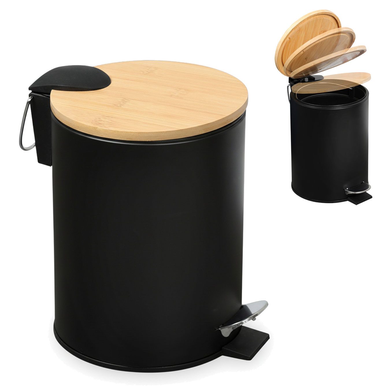 LS-LebenStil Kosmetikeimer Tretmülleimer Papierkorb 3L Soft Close Rund Fußpedal Mülleimer, Kosmetik-Mülleimer Treteimer Bad Badezimmer Küche Mülleimer