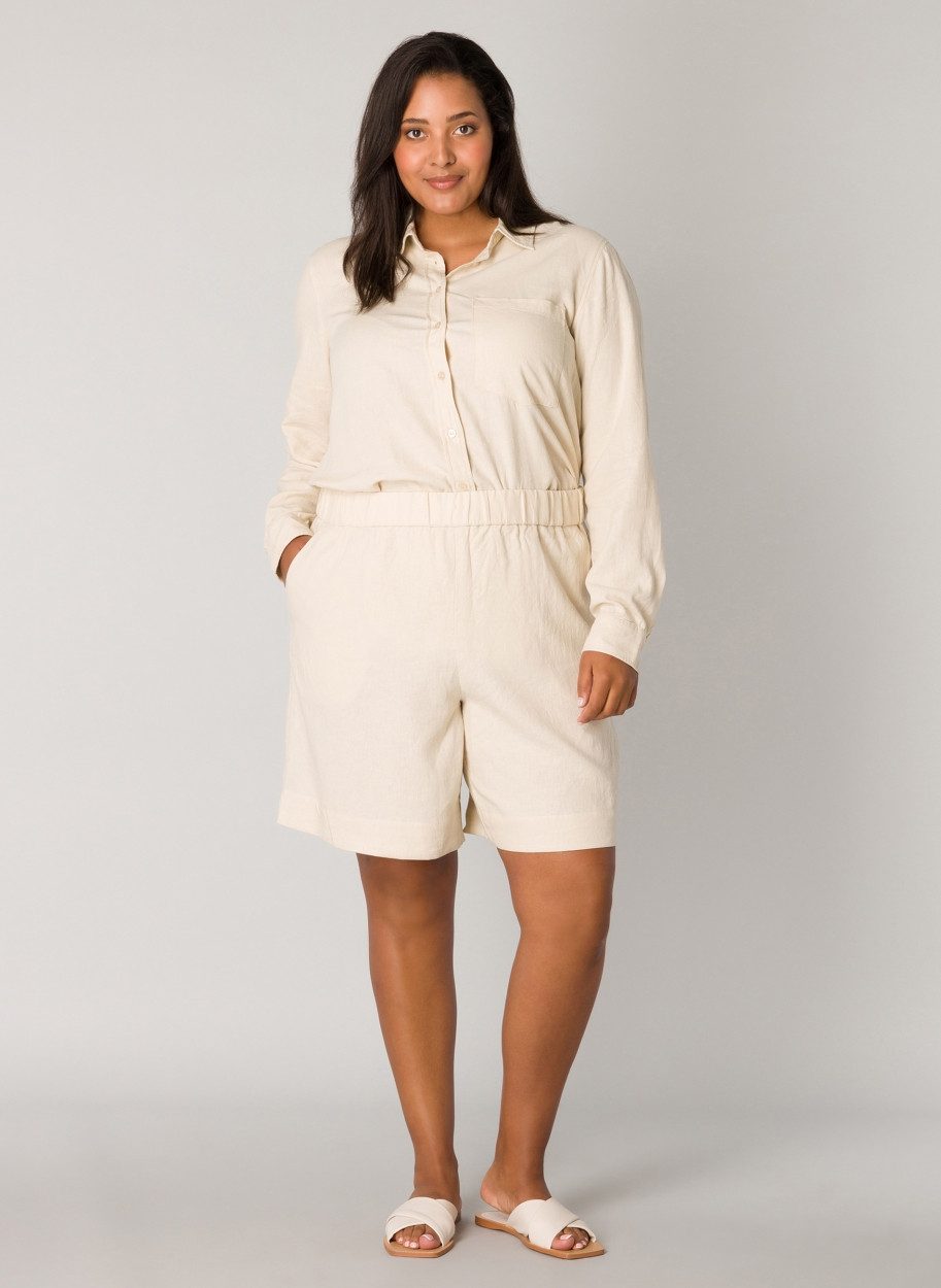 Base Level Curvy Relaxshorts YARDAN Sommerhose aus Leinen und Viskose und mit elastischem Bund