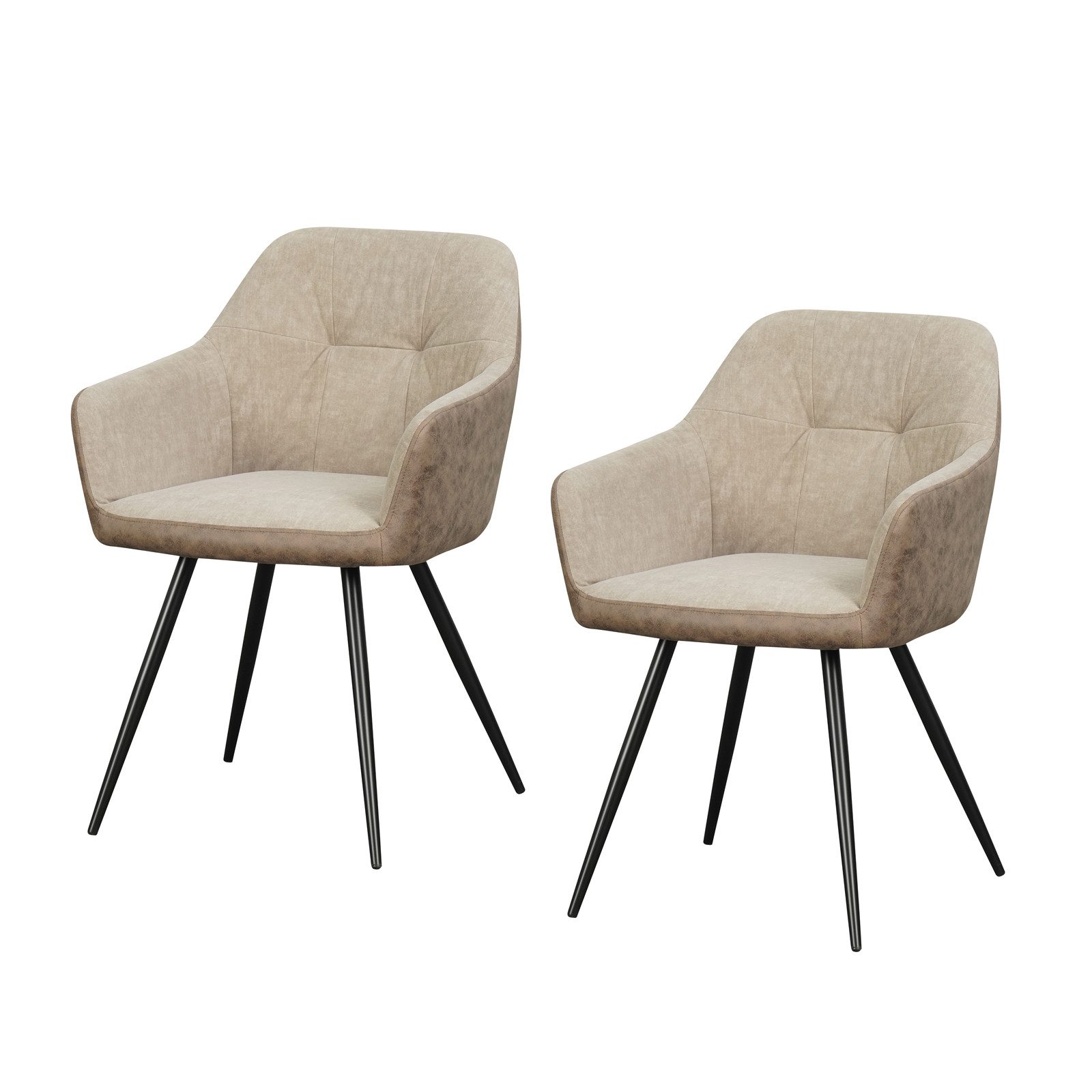 HTI-Living Esszimmerstuhl Esszimmerstuhl 2er Set Antikbraun/Taupe Joschka ( günstig online kaufen