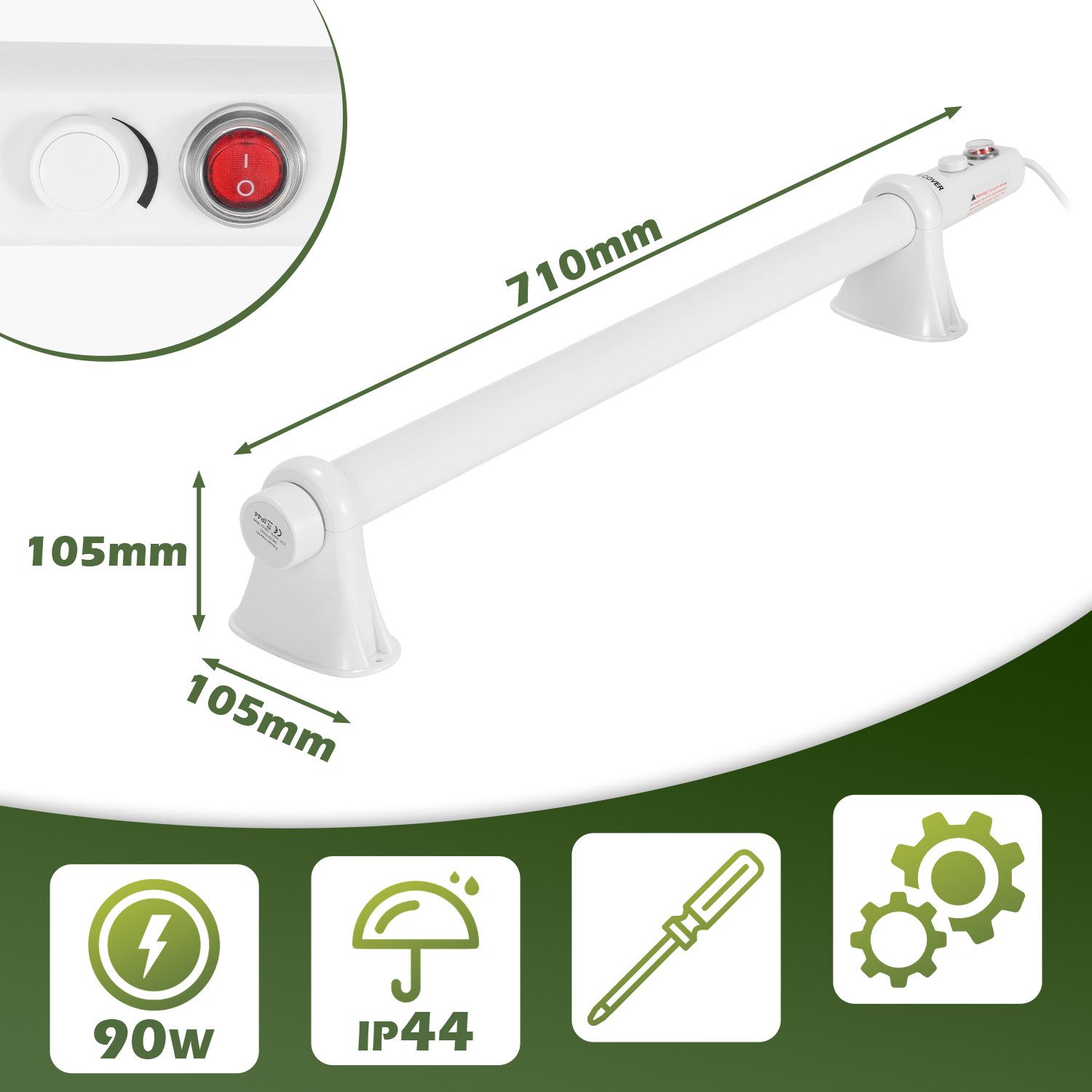 Clanmacy Heizgerät Gewächshausheizung Elektrische Stabheizung Gardineer günstig online kaufen