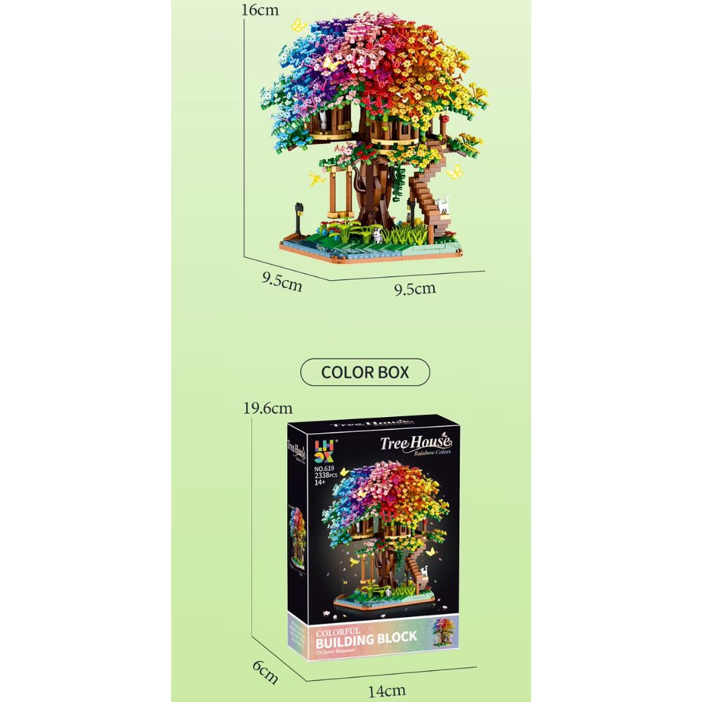Athlix Baumhaus-Bauset DIY Regenbogen-Farben Klemmbausteine Spielbausteine, (2338 St), anspruchsvolles und detailreiches Bauerlebnis – Bild 3 von 5