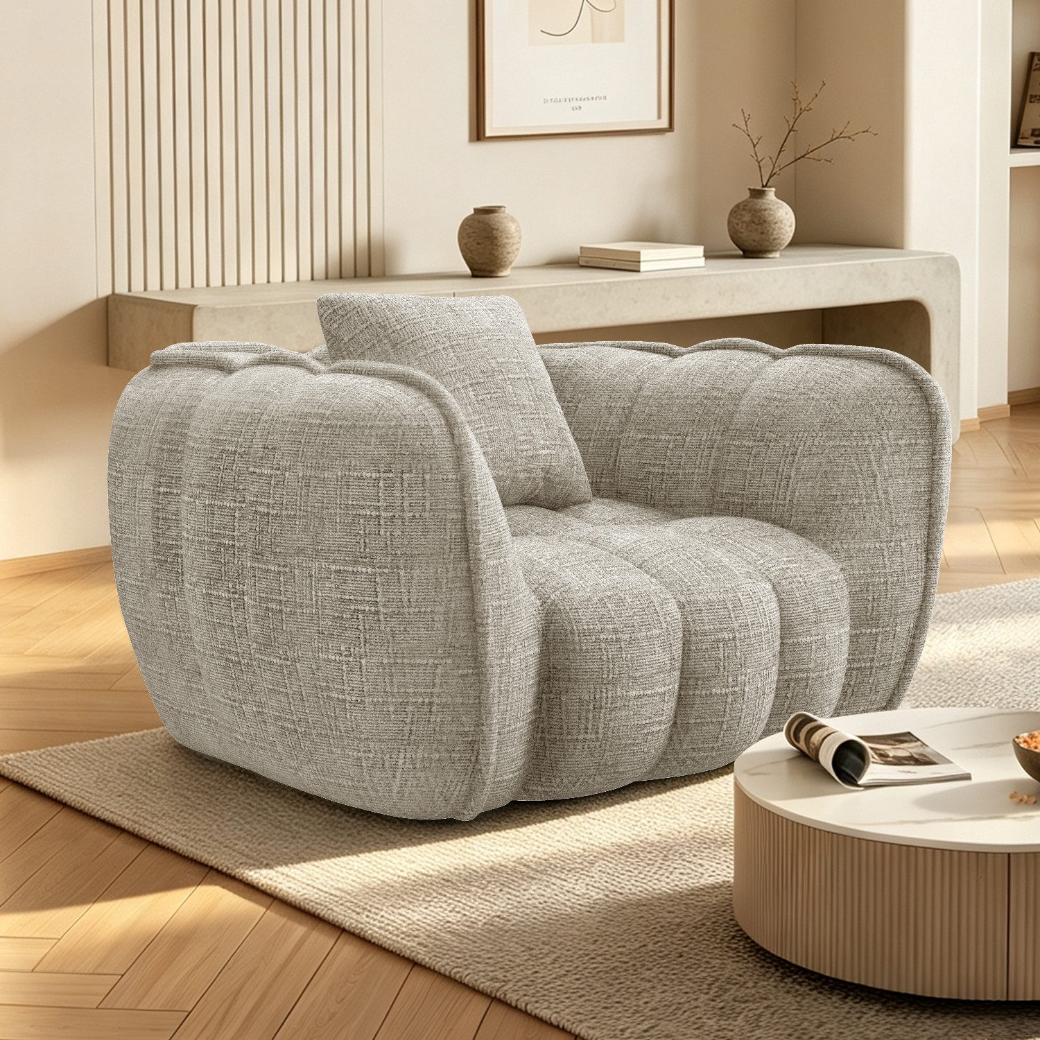 Elekiatech Sofa Stoffsofa,Sofa in Blumenform,Ergonomischer Einzelsessel,Chenille-Sofa, Geeignet für Wohnzimmer, Wohnungen, Schlafzimmer oder Gästezimmer, Keine Montage erforderlich