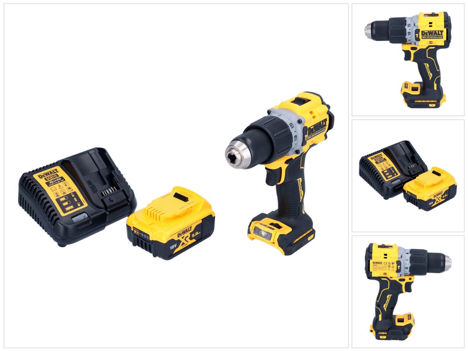 DeWalt Schlagbohrmaschine DCD 805 P1 Akku Schlagbohrschrauber 18 V 90 Nm Brushless + 1x Akku 5