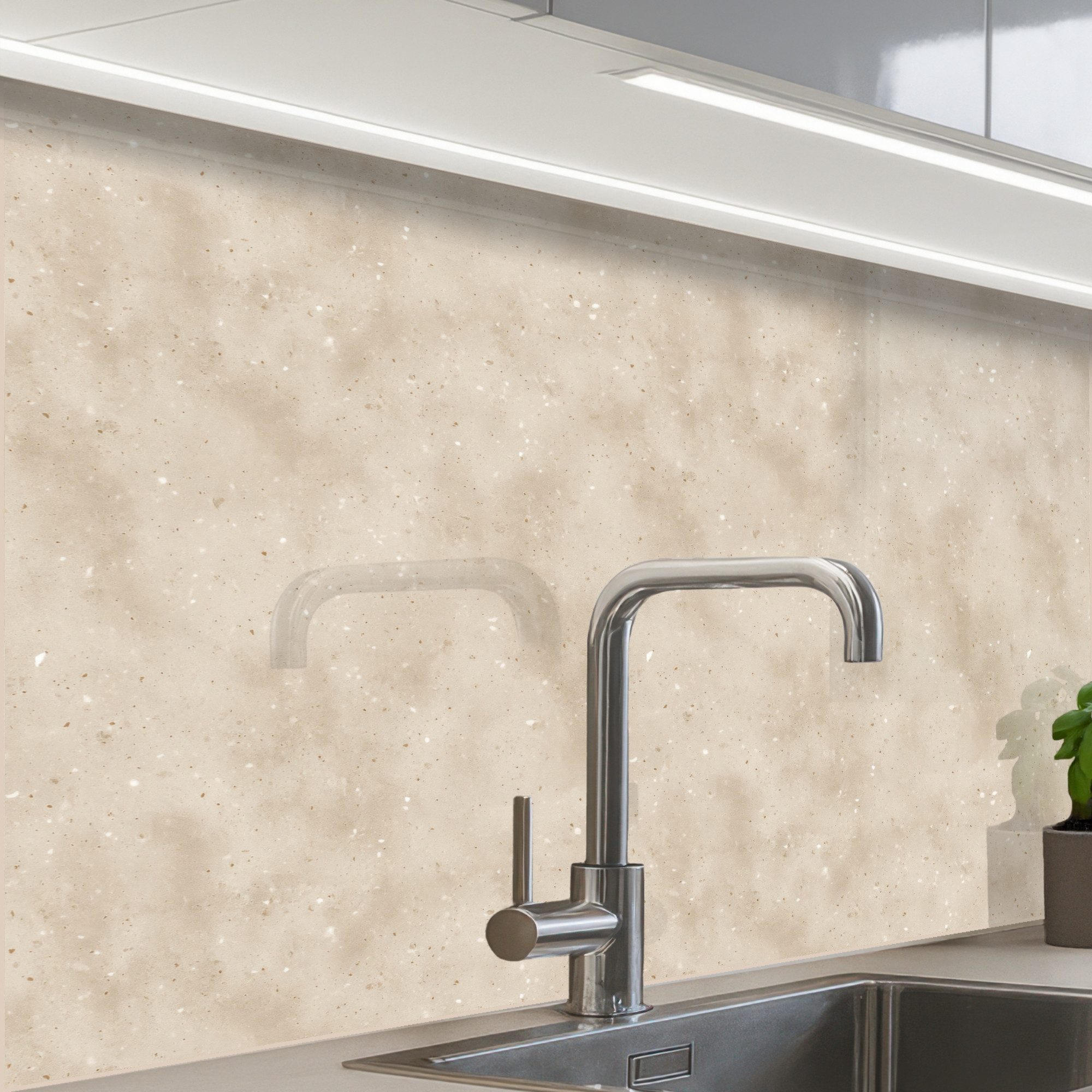 KitchenYeah Küchenrückwand Muster selbstklebend (keine Folie) Textur - Sprenkeln - Beige, (1-tlg), Spritzschutz, Küche, Rückwand, Küchenwand, Küchenfront, 30x20 cm