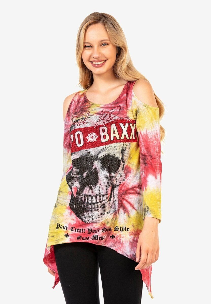 Cipo & Baxx T-Shirt LONG SLEEVE T-SHIRT zusätzlich mit kleinen, glitzernden Steinchen besetzt