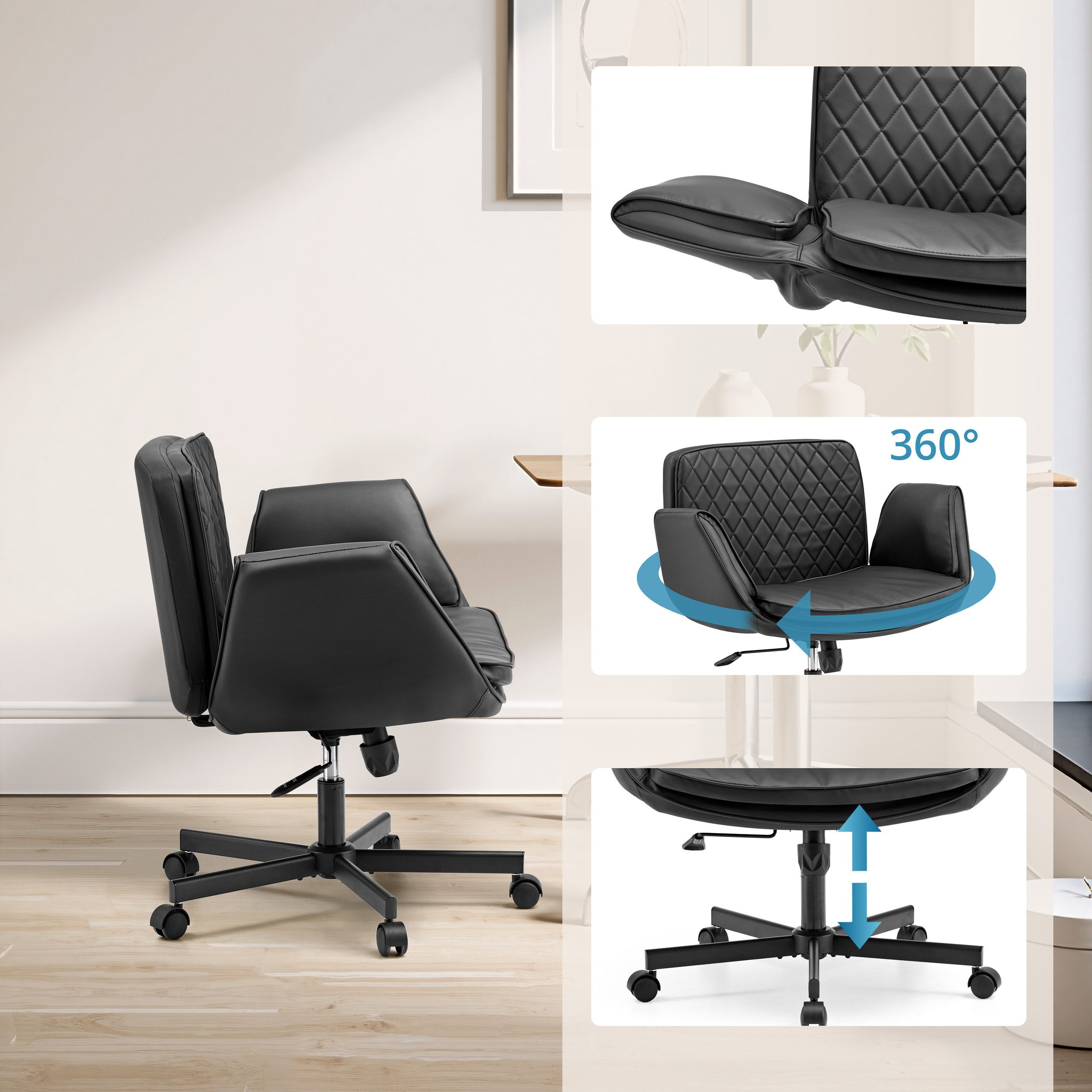 hjh LIVING Drehstuhl Home Office Bürostuhl Criss-Cross 10 Kunstleder (1 St), Schreibtischsessel, Drehbarer Schreibtischstuhl