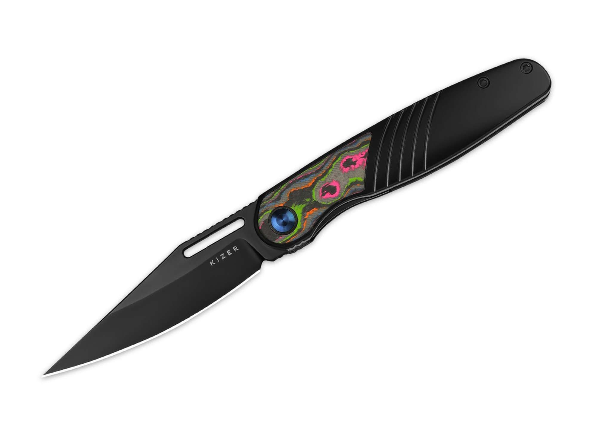 Kizer Taschenmesser Kizer Raze S45VN Black Ti CF Camo 80's DLC