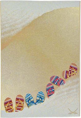 Teppich Rantum Beach SA-017, Sansibar, rechteckig, Höhe: 5 mm, Flachgewebe, modernes Design, Motiv Badelatschen, Outdoor geeignet