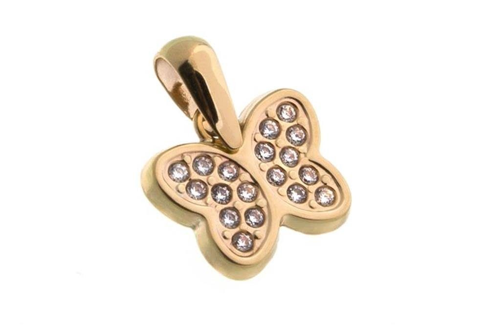 Kleidungsgeschäft Silberkettenstore Kettenanhänger Schmetterling mit Zirkonia III Gelbgold Anhänger - 333