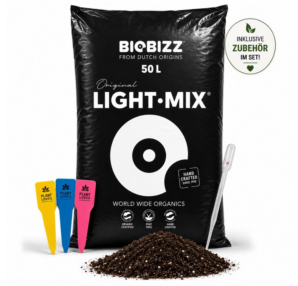 Biobizz Blumenerde Light Mix 50L, Lockeres Substrat, 50L Größe
