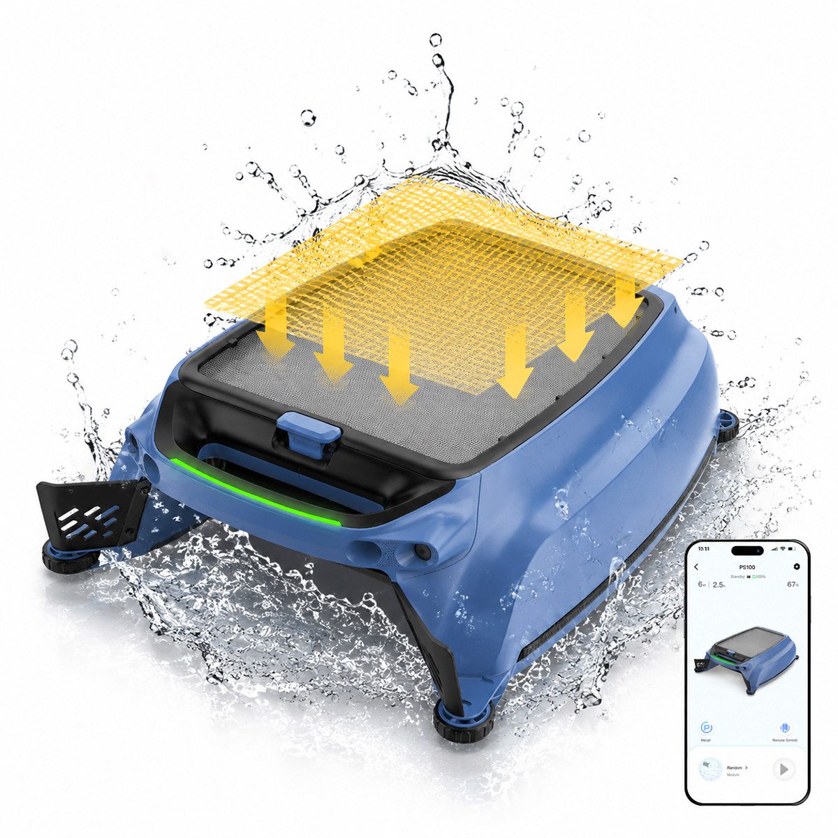 AIRROBO Poolroboter SP200 Solar Skimmer Roboter Poolreiniger, (Packung, 2-St., automatische Oberflächenreinigung, Hinderniserkennung), zwei Ladeoptionen, App-Steuerung rund um die Uhr