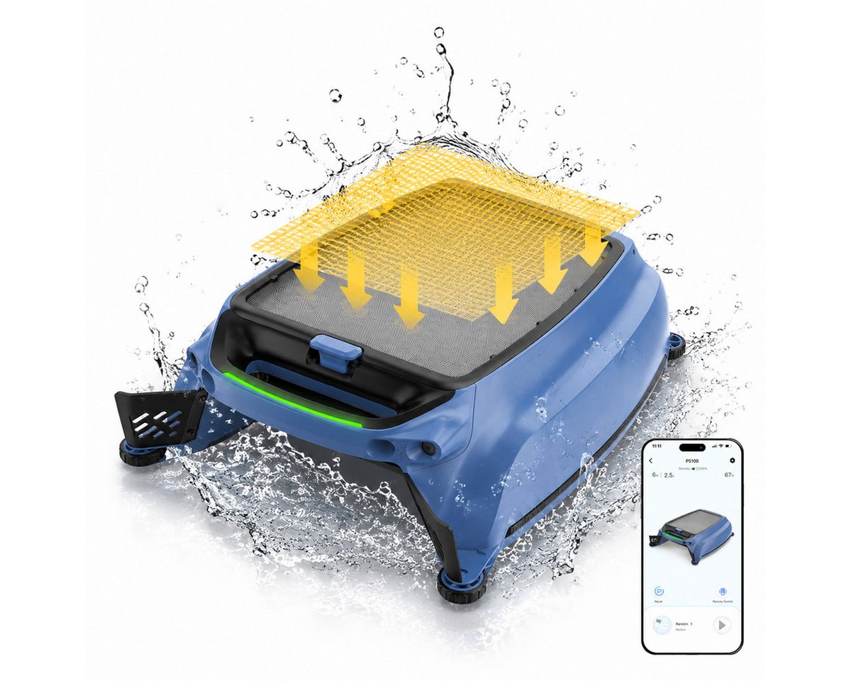AIRROBO Poolroboter SP200 Solar Skimmer Roboter Poolreiniger, (Packung, 2-St., automatische Oberflächenreinigung, Hinderniserkennung), zwei Ladeoptionen, App-Steuerung rund um die Uhr