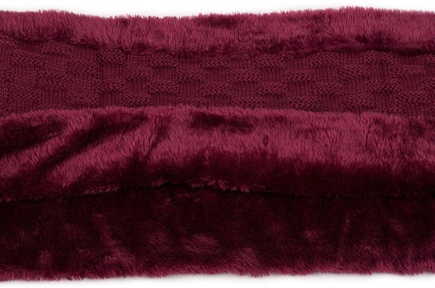 styleBREAKER Strickschal Feinstrick Loop mit Flecht Muster und Teddyfleece, günstig online kaufen