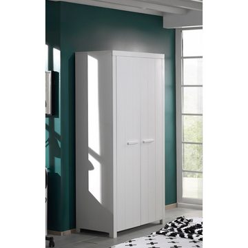 Lomadox Kleiderschrank CANNES-12 Jugendzimmer, mit 2 Türen in weiß lackiert, : 99,5/205,5/57,5 cm