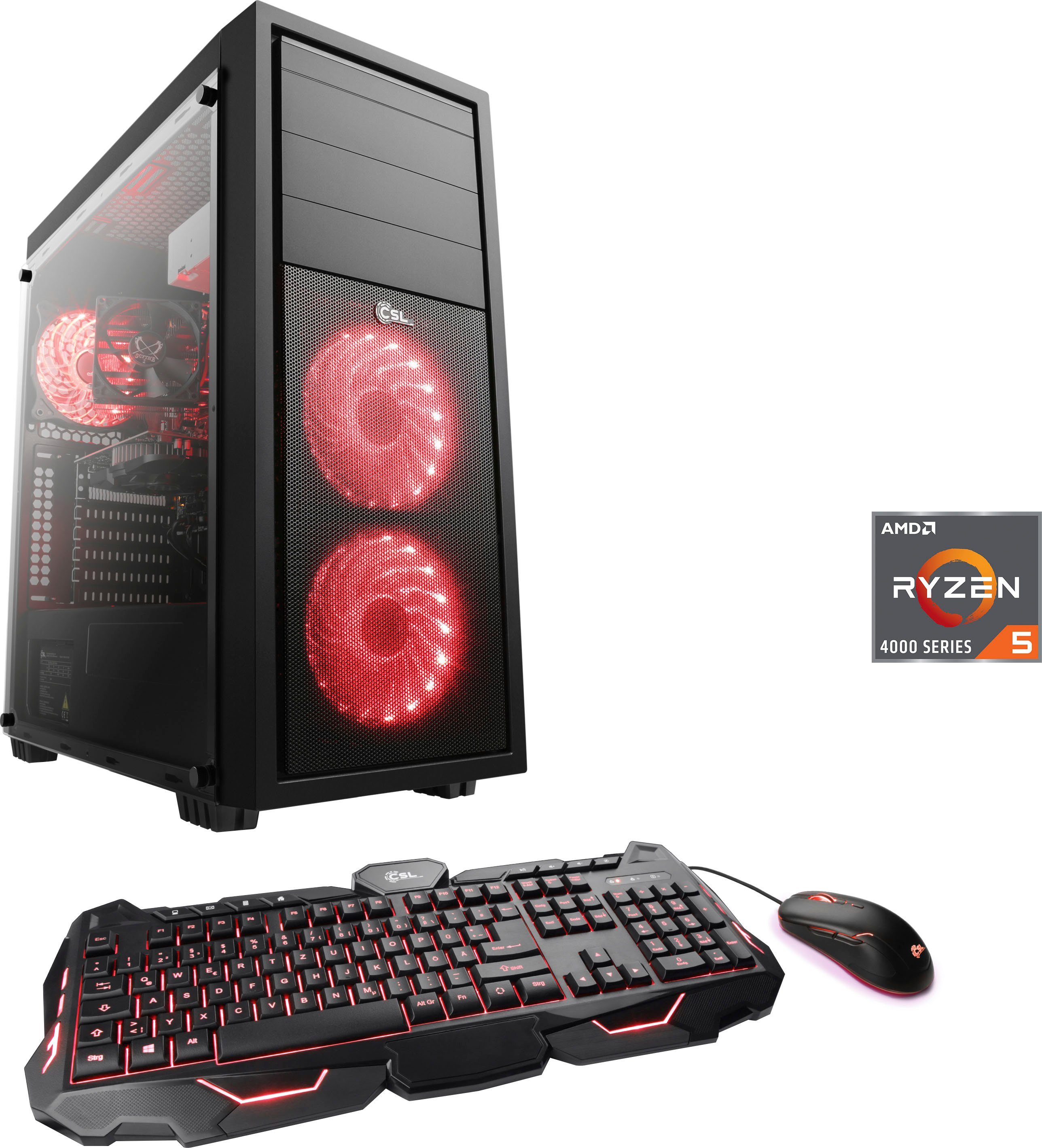 CSL Sprint V28112 Gaming-PC (AMD Ryzen 5 4500, AMD Radeon RX 6400, 16 GB RAM,  1000 GB SSD, Luftkühlung)