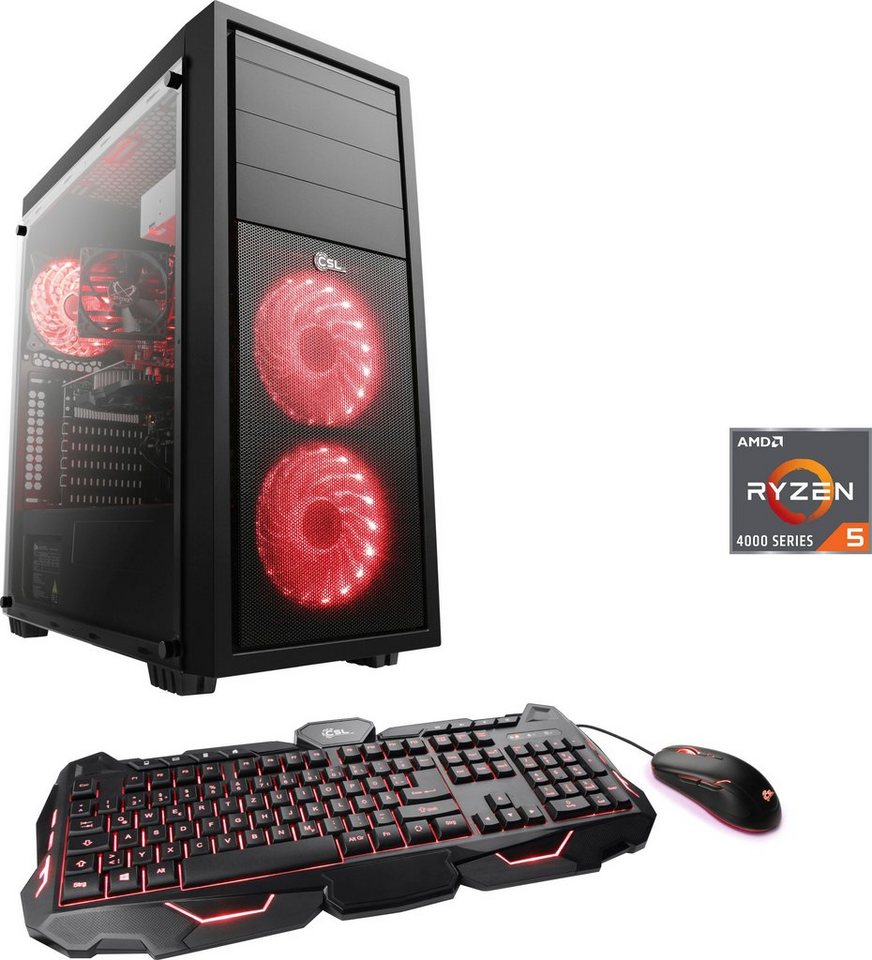 CSL Sprint V28112 Gaming-PC (AMD Ryzen 5 4500, AMD Radeon RX 6400, 16 GB RAM,  1000 GB SSD, Luftkühlung)