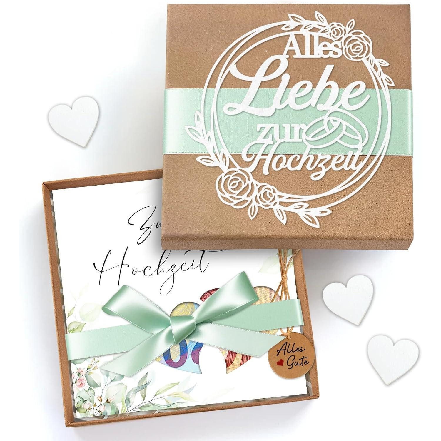 LuxusKollektion Geschenkbox Geldgeschenk Hochzeit Brautpaar Geschenkbox Herz Holzspäne Liebe