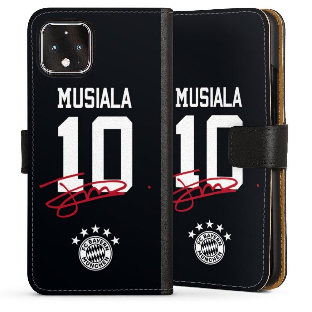 DeinDesign Handyhülle FC Bayern München Jamal Musiala FCB Musiala 10, Google Pixel 4 Hülle Flip Case Klapphülle Handytasche Leder