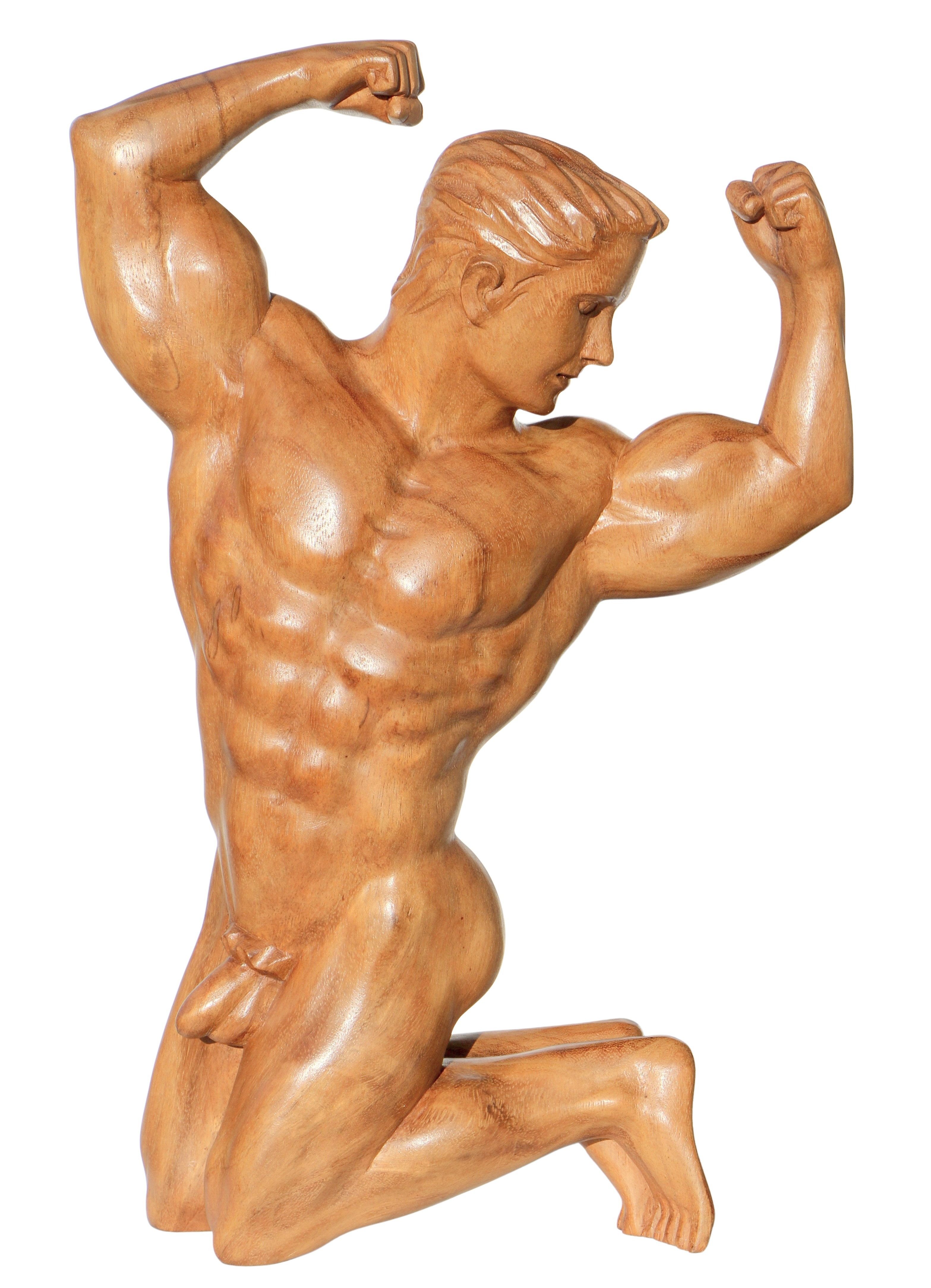 Dekofigur Männer Torso Bodybuilder Holz-Figur Statue Dekoration