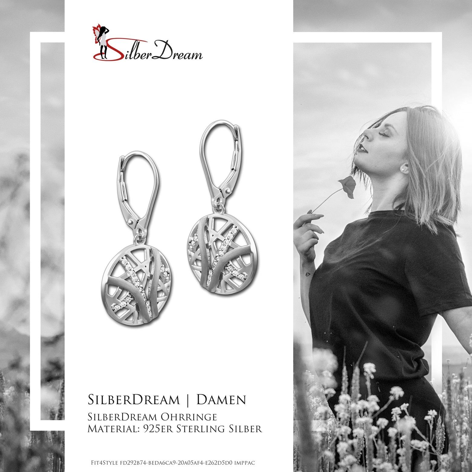 SilberDream Paar Ohrhänger SilberDream weiß Scheibe Ohrringe Silber (Ohrhänger), Damen Ohrhänger Scheibe aus 925 Sterling Silber, Farbe: silber, weiß – Bild 5 von 5