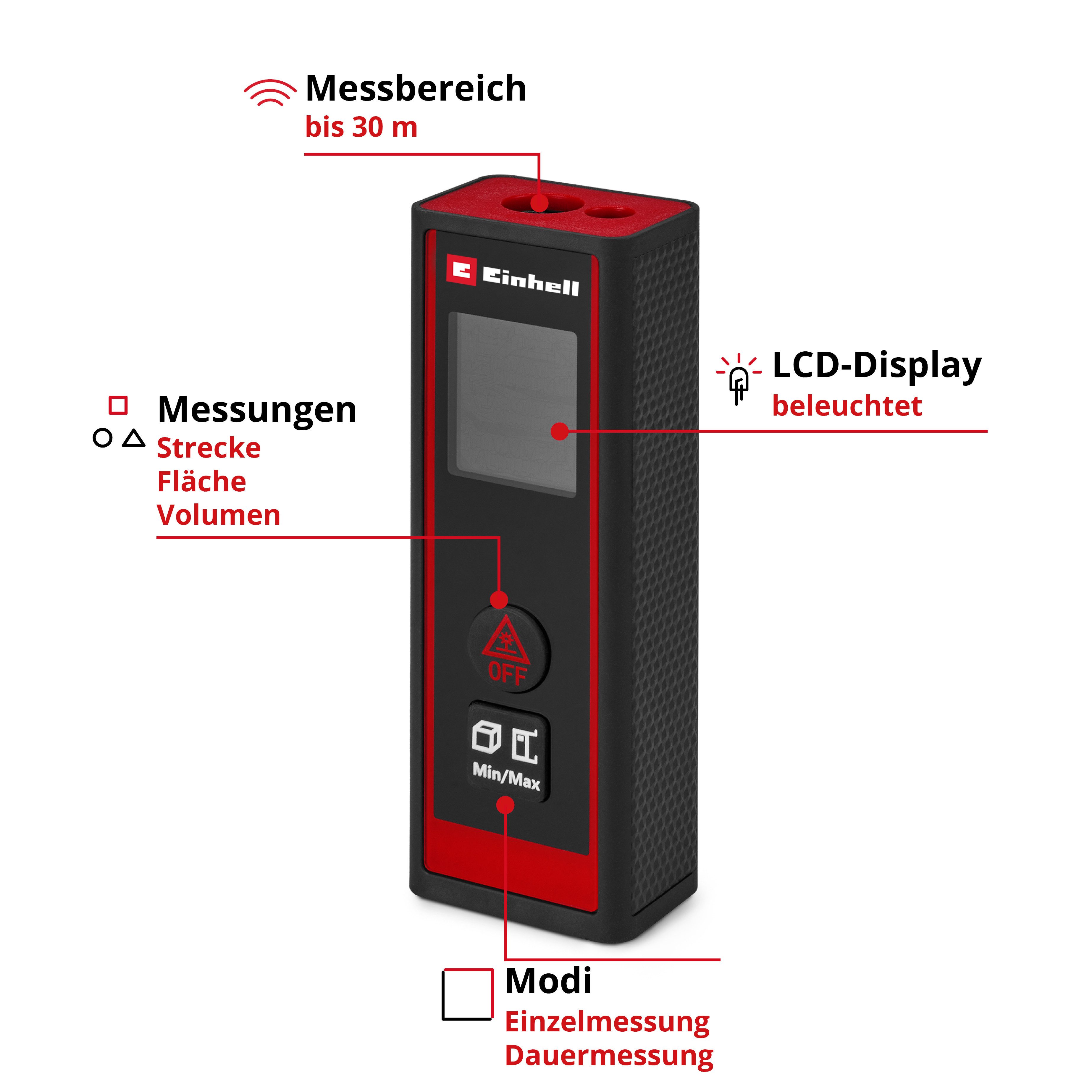 Einhell Lasermessgerät Laser-Distanzmesser TC-LD 30 R