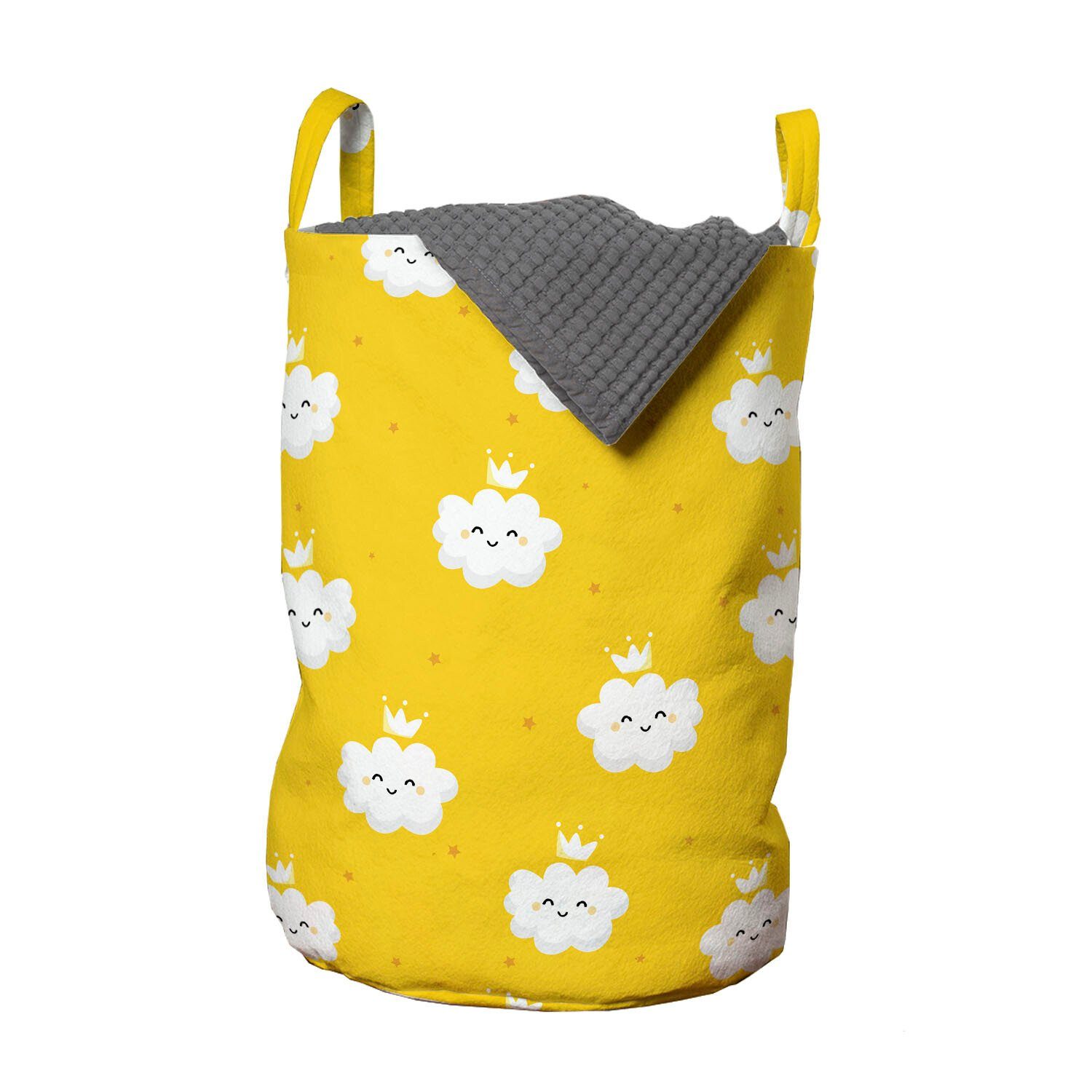 Abakuhaus Wäschesäckchen Wäschekorb Waschsalons, Griffen Cloud-Motiv Gelb und Kordelzugverschluss mit für Weiß