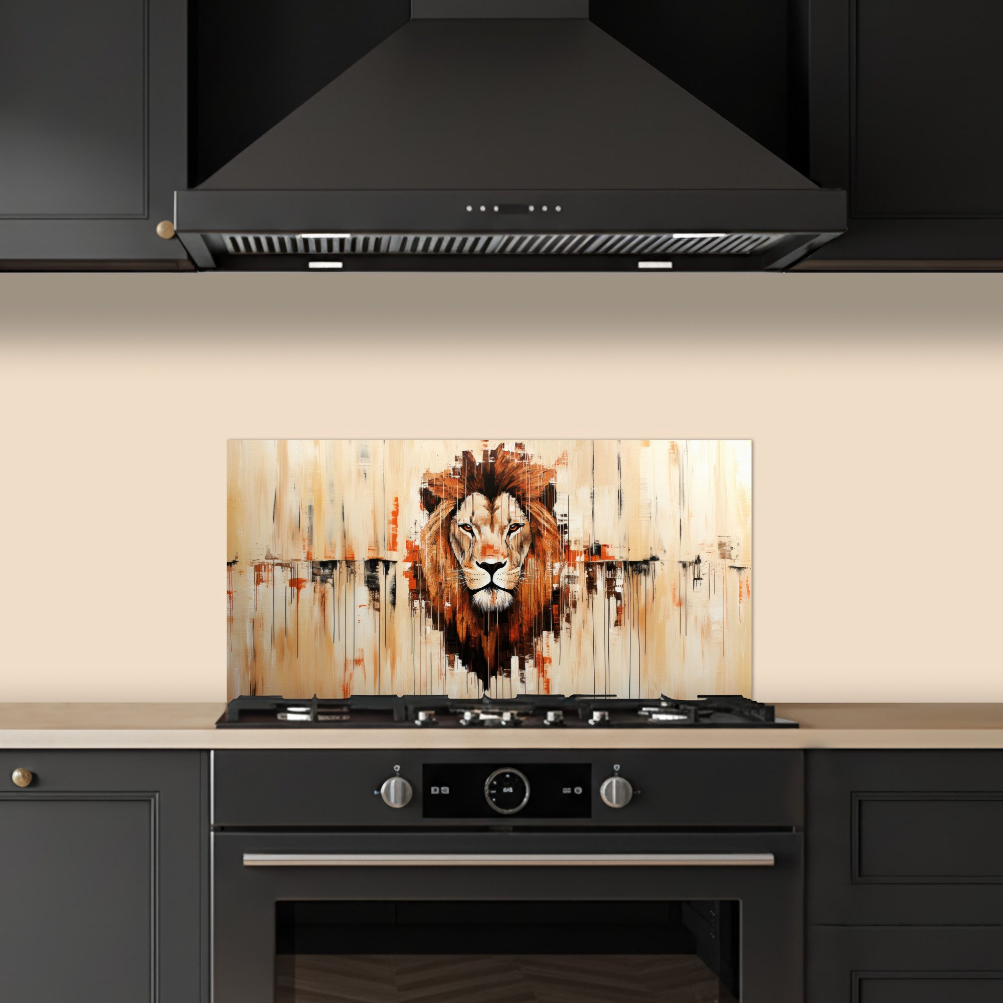 KitchenYeah Küchenrückwand selbstklebend (keine Folie) Löwenkopf - Leinen - Creme, (1-tlg), Küchenrückwand, Spritzschutz, Kitchen, 60x30 cm – Bild 5 von 5