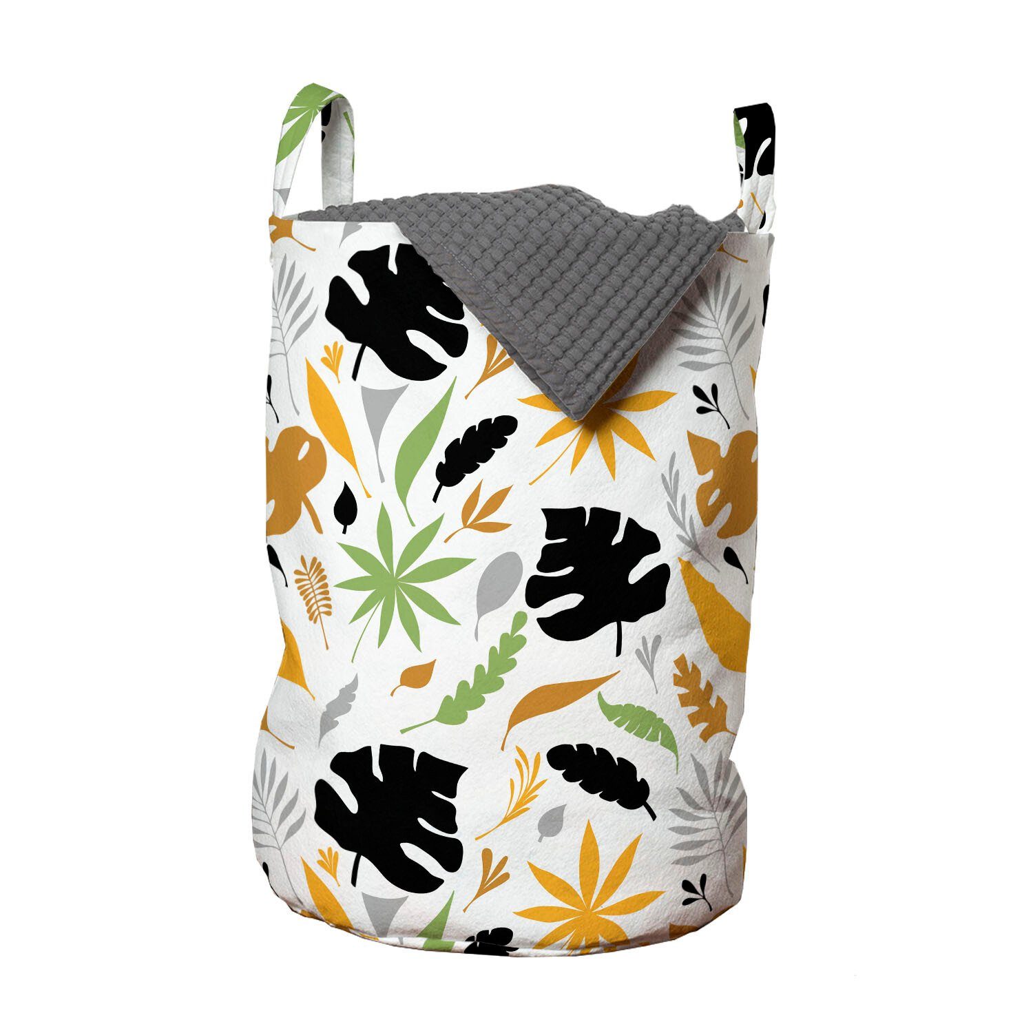 Abakuhaus Wäschesäckchen mit Griffen Kordelzugverschluss Silhouette für Blätter Wäschekorb Laub Tropisches Waschsalons