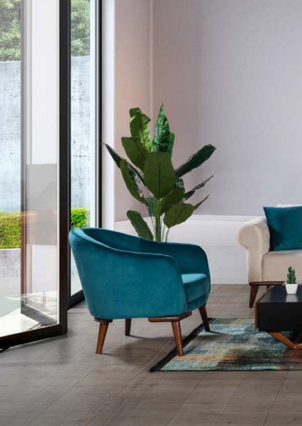 JVmoebel Sessel Sessel Einsitzer Luxus 1 Sitzer Polster Design Grün Textil Stoff