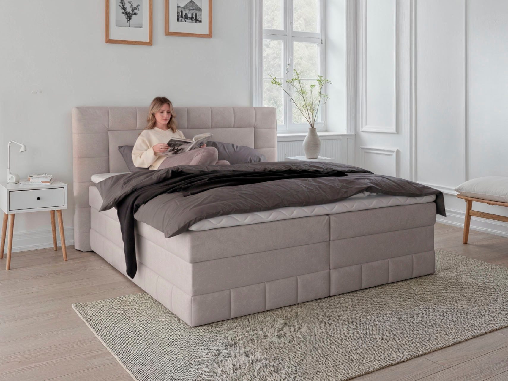 OTTO home Boxbett PHILLIPA inkl. Bettkasten, wahlweise mit LED-Leuchten, Breite: 180cm, inkl. Kaltschaum-Topper, in verschiedenen Farben erhältlich