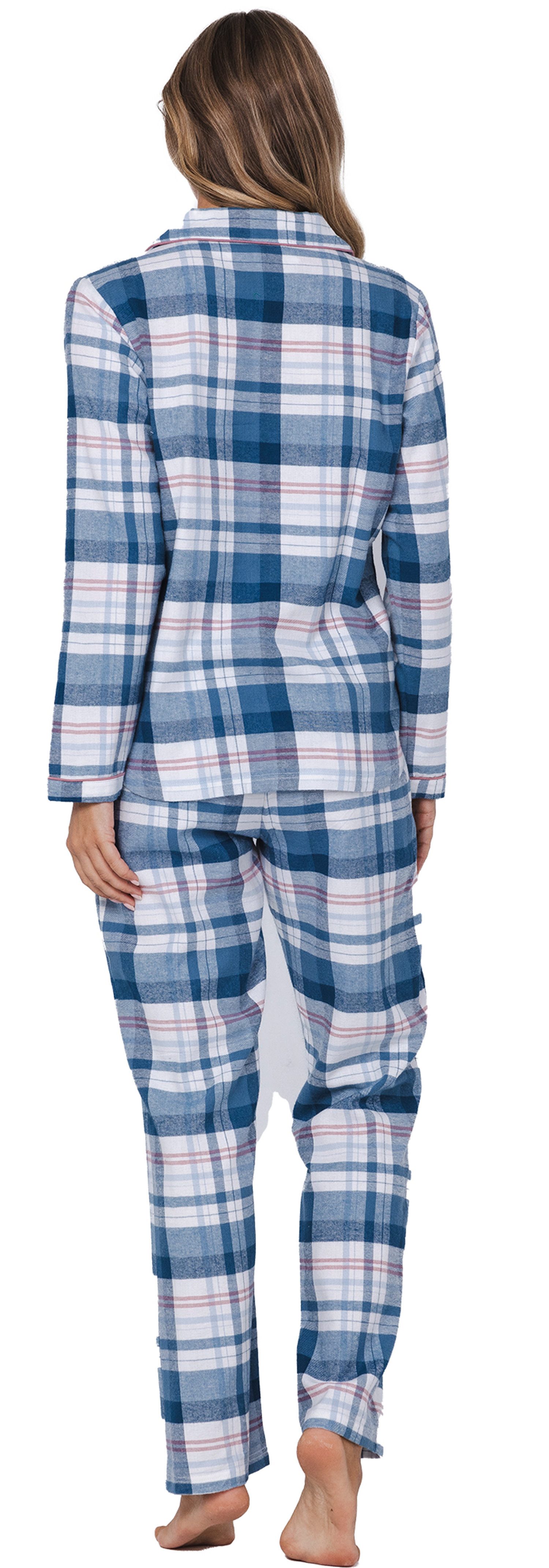 Pastunette Schlafanzug Damen Flanell Pyjama geknöpft (2 tlg) Baumwolle