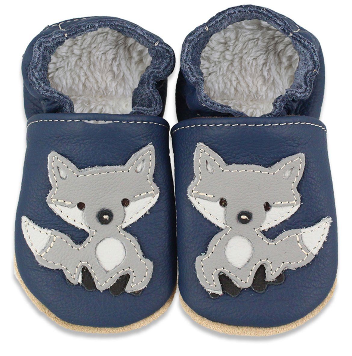 Beck Krabbelschuh Blue Fox mit Warmfutter Krabbelschuh (warme, weiche, flexible, leichte Schuhe, für die allerersten Schritte) Innensohle mit Warmfutter, chromfrei gegerbtes Rindsleder