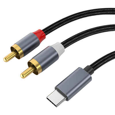 Silberstern USB-C-zu-RAC-Audiokabel - USB C auf 2 RAC-Audio-Stereo-Stecker Audio-Adapter, Type-C-auf-2-RAC-Audiokabel,kompatibel für Heimkino-TV-Lautsprecher